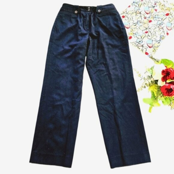Larry Levine Women's Trousers Size 8 Navy Blue Wool Dress Pants Lined Office - Picture 1 of 16